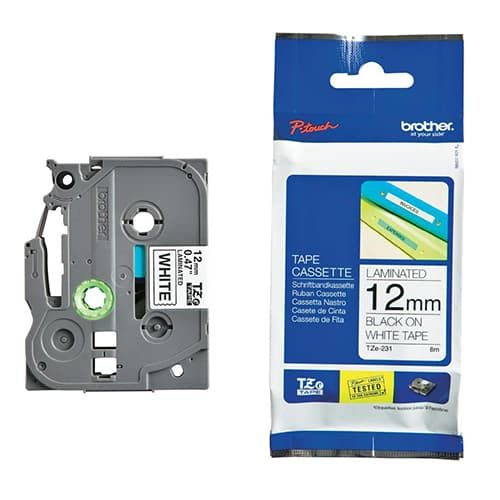 Nhãn in Brother TZe-231, Black on White, 12mm x 8m