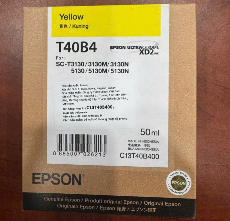 Mực in Epson T40B4 Yellow 50ml UltraChrome XD2 chính hãng (C13T40B400)