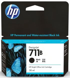 Mực in phun HP 711B Black 38ml – Cartridge 3WX00A, chính hãng cho máy HP DesignJet